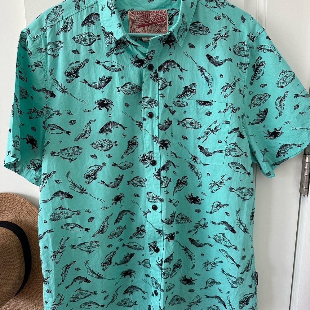 Brooklyn Cloth Teal and Black Casual Button Down Shirt
